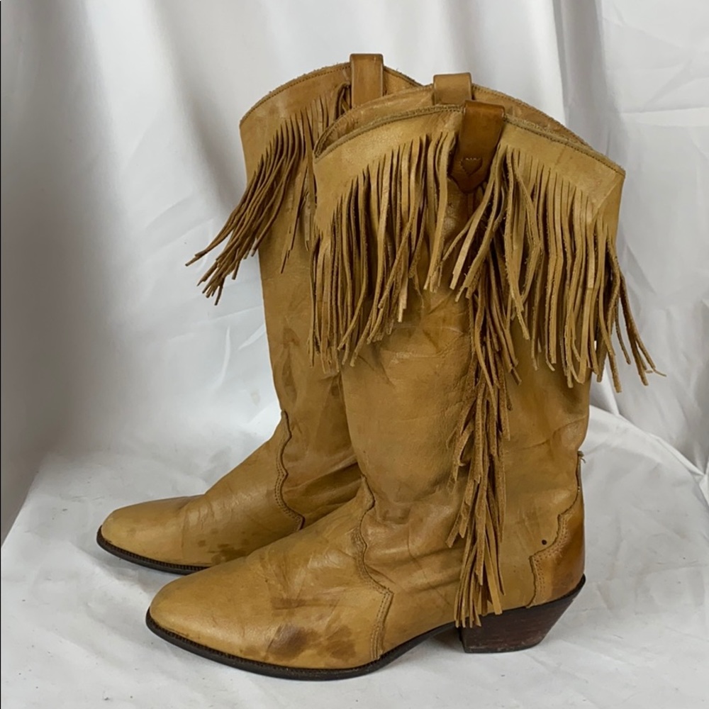 vintage blonde fringe boots